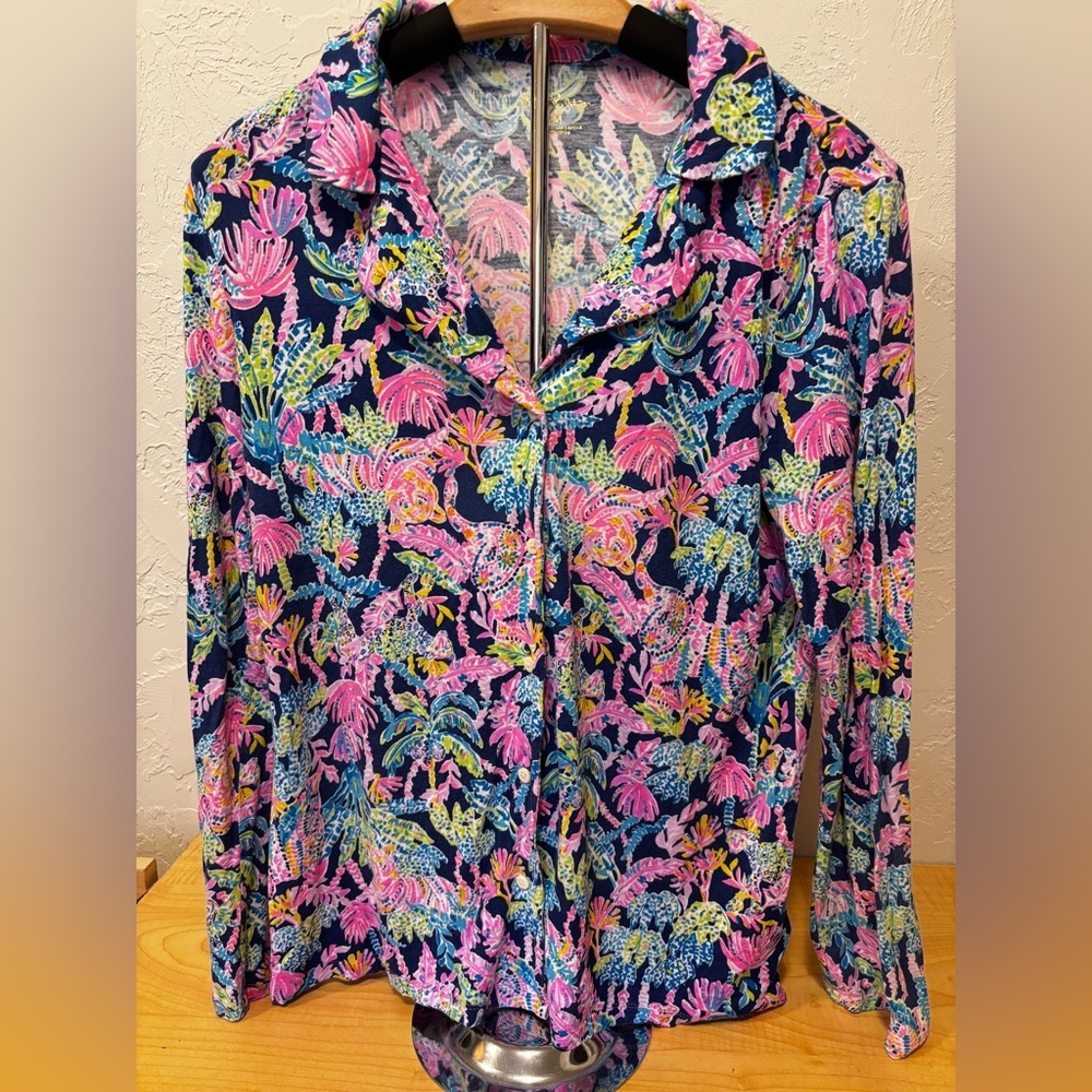Lilly Pulitzer Tropical Botanical Long Sleeve Pajama Top – Style 007120 Medium